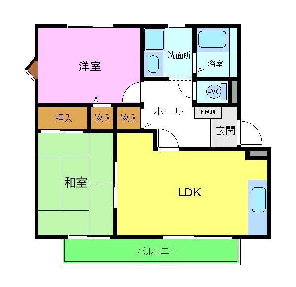 ブラウンヒルズ東山B棟(2LDK/2階)の間取り写真