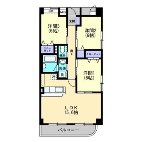 プラスパー旭通(3LDK/6階)の間取り写真