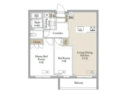クラリティア横濱反町(2LDK/1階)の間取り写真