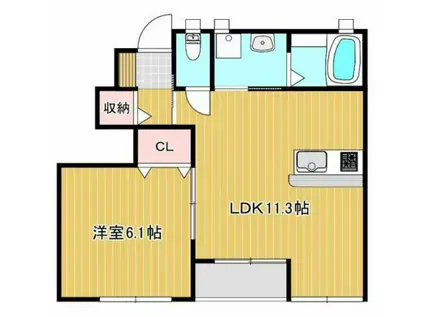 プティーシュシュ雄町(1LDK/1階)の間取り写真