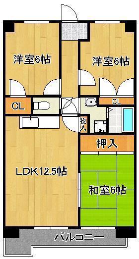 フレンドリーハウス(3LDK/6階)の間取り写真