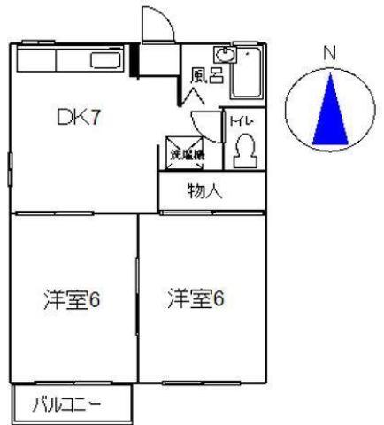 ハイツスルガ(2DK/2階)の間取り写真