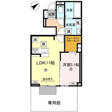 D-ROOM上滝野(1LDK/1階)の間取り写真