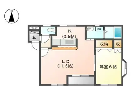 リラ・ハイム(1LDK/2階)の間取り写真