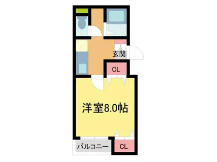 ソリテュード(1K/1階)の間取り写真