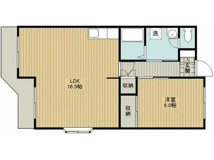 第6田畑ハイツ(1LDK/1階)の間取り写真