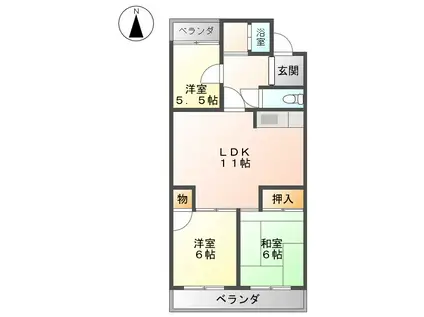 レジデンス高畑(3LDK/3階)の間取り写真