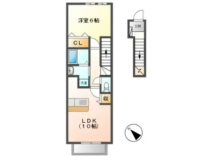 スイフヨウ(1LDK/2階)の間取り写真