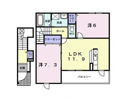エアリー孝(2LDK/2階)の間取り写真
