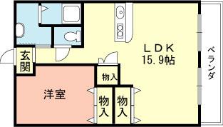 ＪＲ阪和線 紀伊駅 バス乗車時間：7分 最寄りバス停で下車 徒歩4分 2階建 築20年(1LDK/2階)の間取り写真