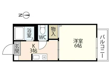 クレール五月が丘(1K/2階)の間取り写真