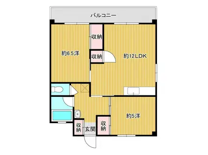 ライズワン唐戸(2LDK/11階)の間取り写真