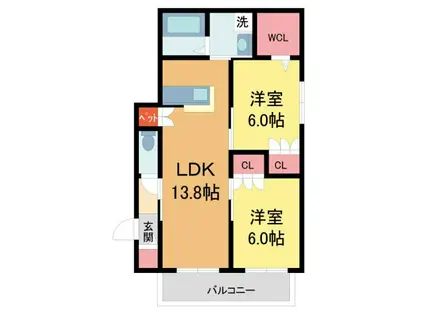 メゾン甲子園口(2LDK/3階)の間取り写真