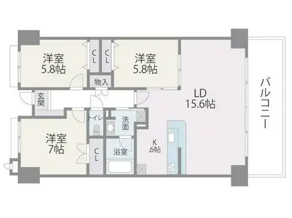 アイランドシティインフィニガーデンサウス棟(3LDK/4階)の間取り写真
