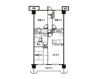 ジュンティール川口(3LDK/8階)の間取り写真