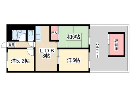淀川中央マンション(3LDK/1階)の間取り写真