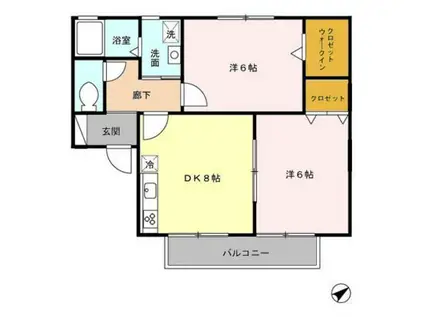 グラン・メール(2DK/1階)の間取り写真