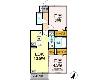 プロヴァンスリュミエールC(2LDK/1階)の間取り写真
