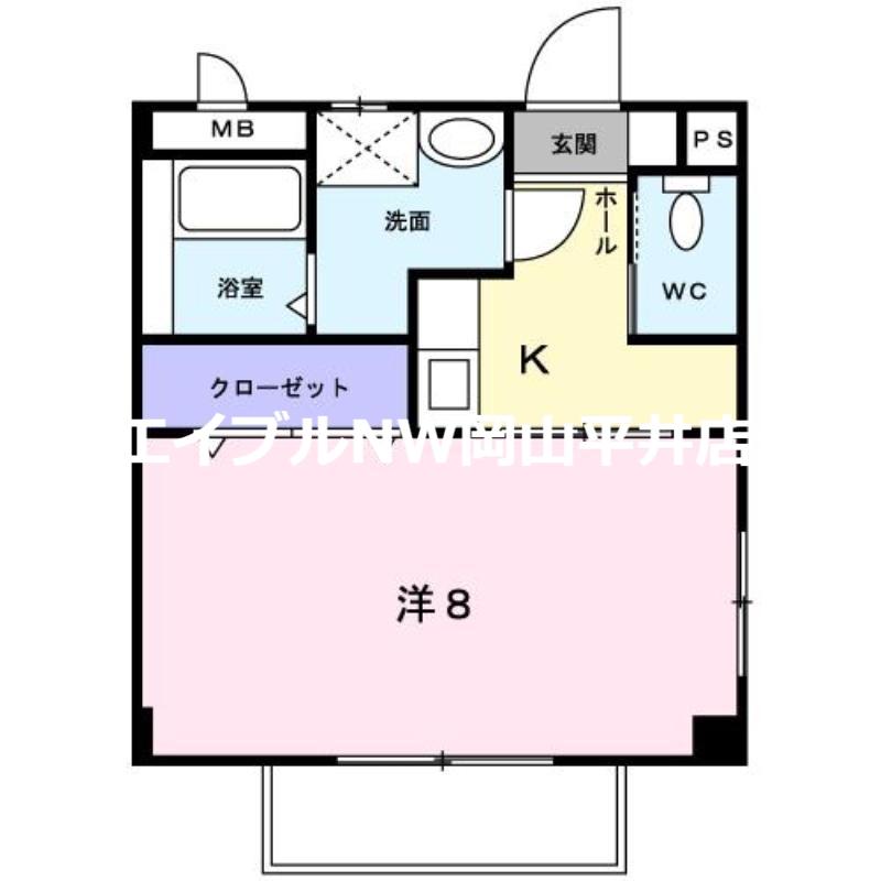 ベルフローラ(1K/2階)の間取り写真