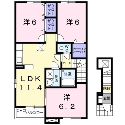 スワンKITAMURAC(3LDK/2階)の間取り写真
