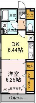 ロード花みずき(1DK/1階)の間取り写真