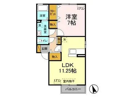 アルティスタA(1LDK/2階)の間取り写真