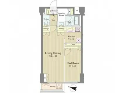 神楽坂南町ハウス(1LDK/3階)の間取り写真