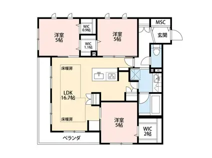 セラ ルシャト船橋(3LDK/3階)の間取り写真