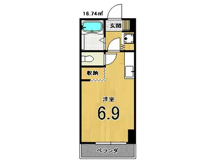 パレスサイドホームズ(ワンルーム/2階)の間取り写真