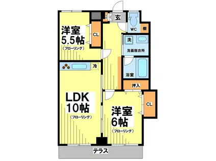 サンパラッツオ伍番館 弊社管理物件(2LDK/1階)の間取り写真
