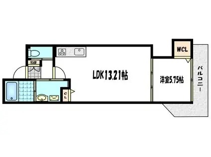 BRIGHENCE御陵南ウエスト(1LDK/2階)の間取り写真