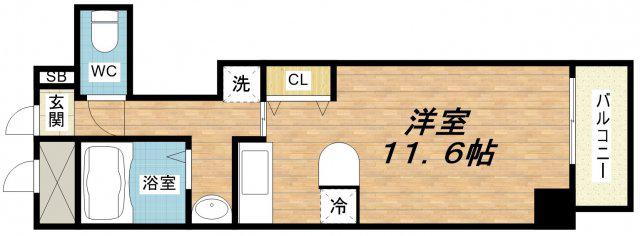 ブランメゾン堀川(ワンルーム/10階)の間取り写真