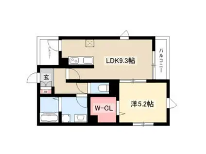 JUNO川名(1LDK/3階)の間取り写真