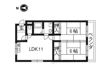 ハイム玉津芝(2LDK/2階)の間取り写真