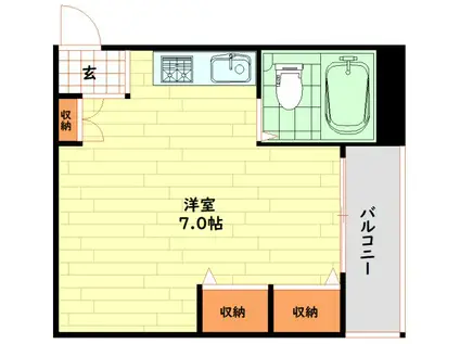 ウィン天六 南館(ワンルーム/2階)の間取り写真