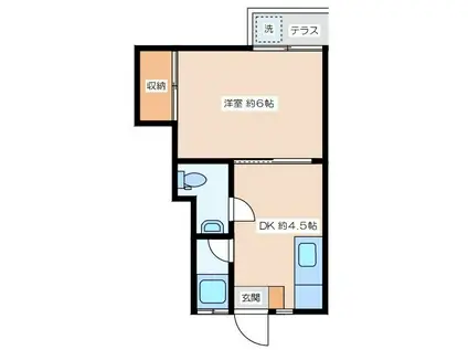 福寿ハイツ(1DK/1階)の間取り写真