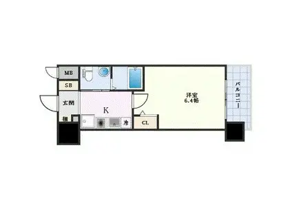 エスリード野田阪神駅前(1K/1階)の間取り写真