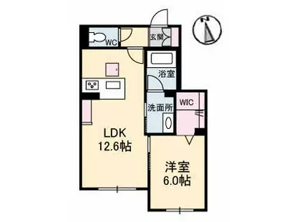 CUON新涯(1LDK/1階)の間取り写真