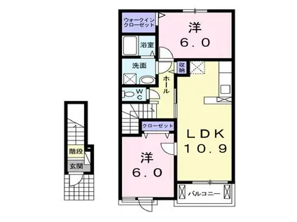 コッティ光II(2LDK/2階)の間取り写真