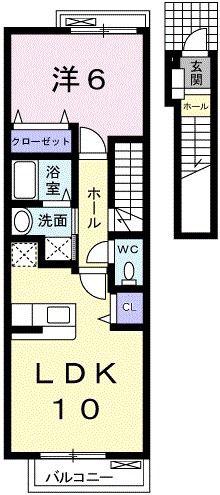 ラ・ペッシェS(1LDK/2階)の間取り写真