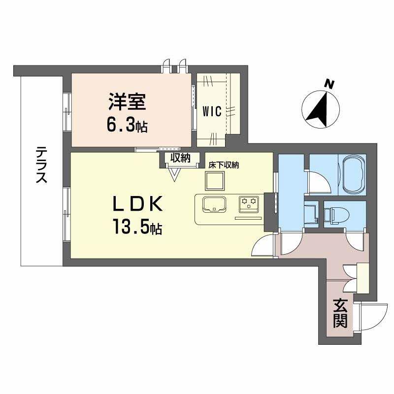 モンセル(1LDK/1階)の間取り写真