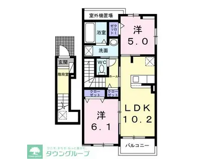 シャルマンコリーヌ(2LDK/2階)の間取り写真