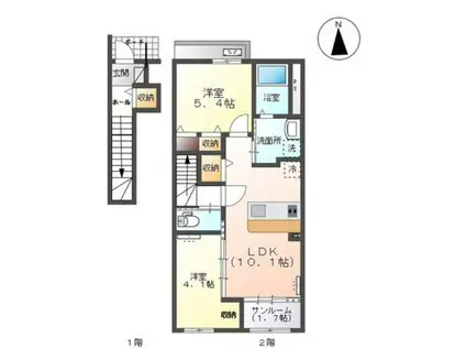 クレスト蓮(2LDK/2階)の間取り写真
