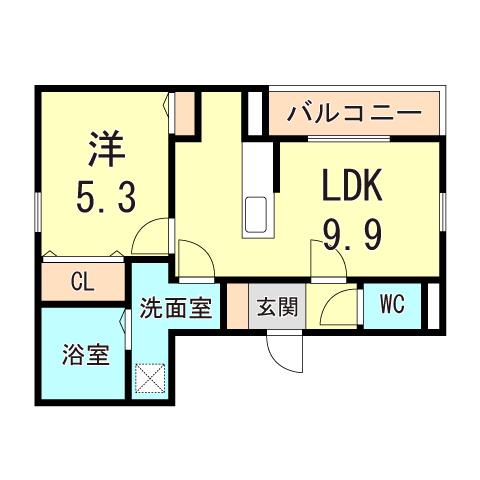 プリメーロ明石(1LDK/2階)の間取り写真