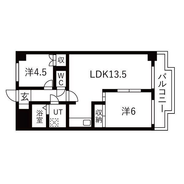 シャトー新宮(2LDK/4階)の間取り写真