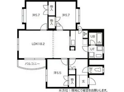 ラビリンス山の手(3LDK/3階)の間取り写真