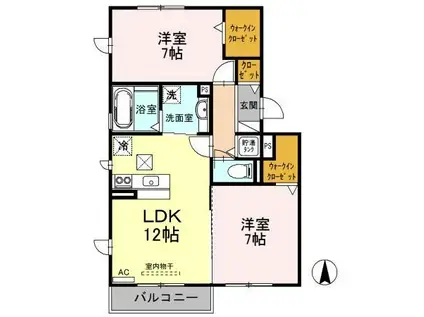 レジデンシィズ東城 ウエスト(2LDK/1階)の間取り写真