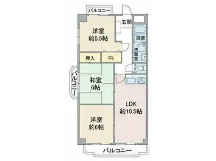 グランシャリオ(3LDK/4階)の間取り写真