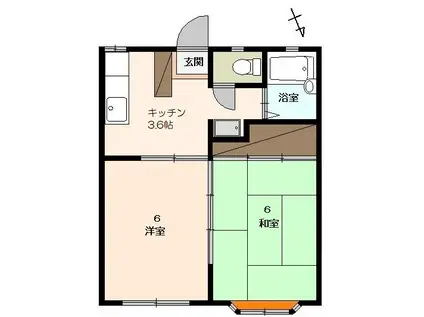 サザンヒル(2K/1階)の間取り写真