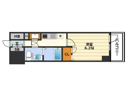 エスリード天神橋筋六丁目(1K/9階)の間取り写真